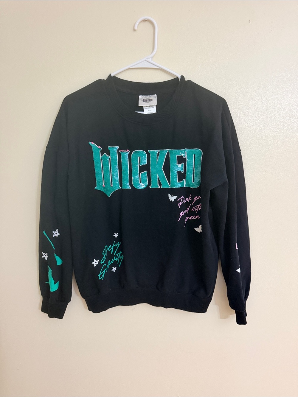 Universal Black Crewneck Sweatshirt with Teal Wicked Logo